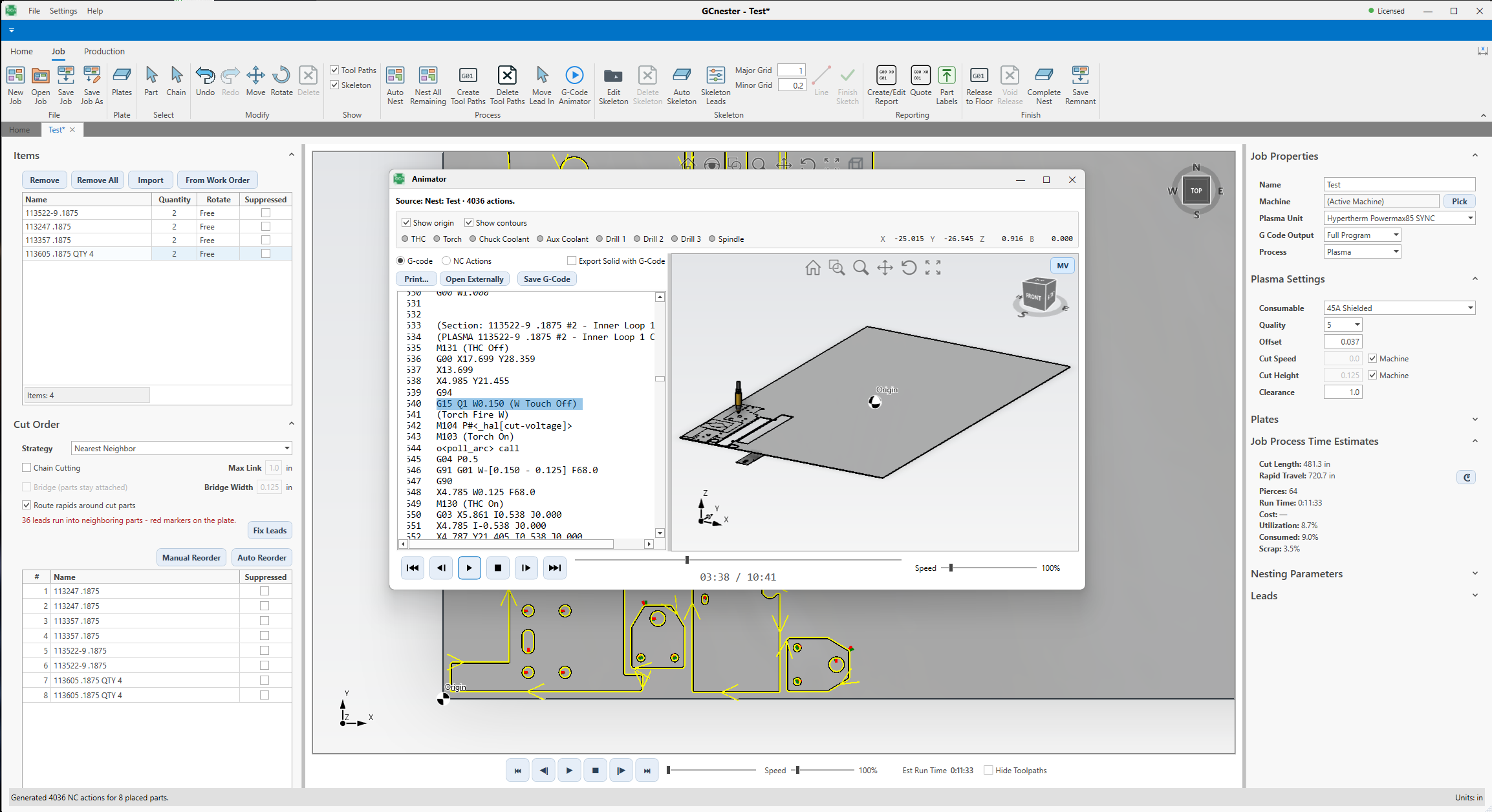 G-Code Animator · posted program playing back in 3D